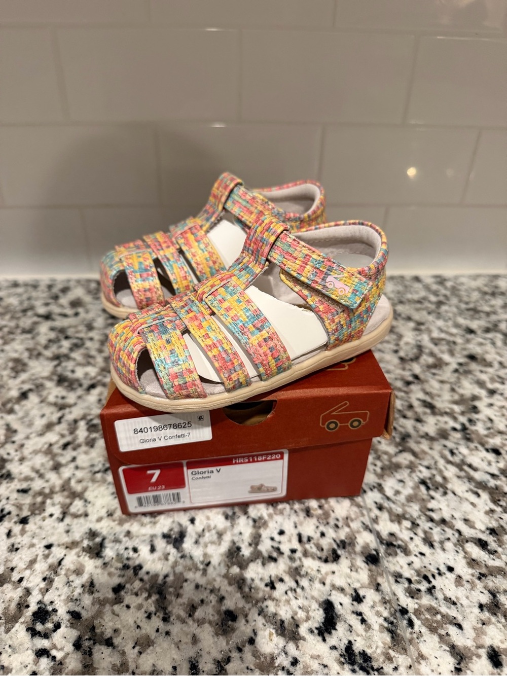 See Kai Run Girls' Pastel Multicolor Woven Sandals